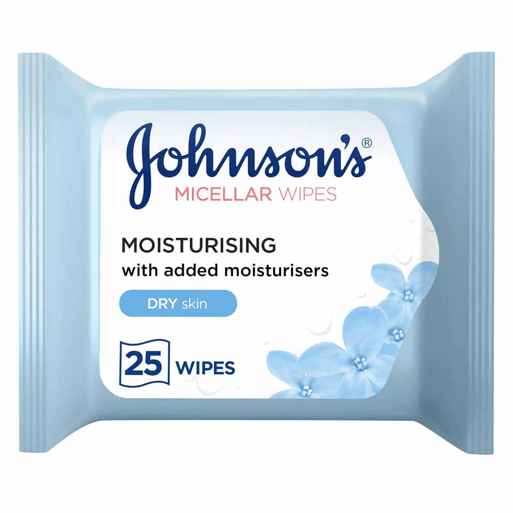 Johnson’s, Adult Micellar Wipes with Moisturizers, Gentle cleansing wipes for dry skin, 25 count