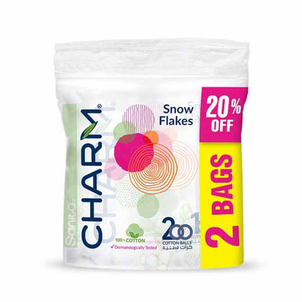 Sanita Charm Snow Flakes Cotton Balls - 200 Pieces