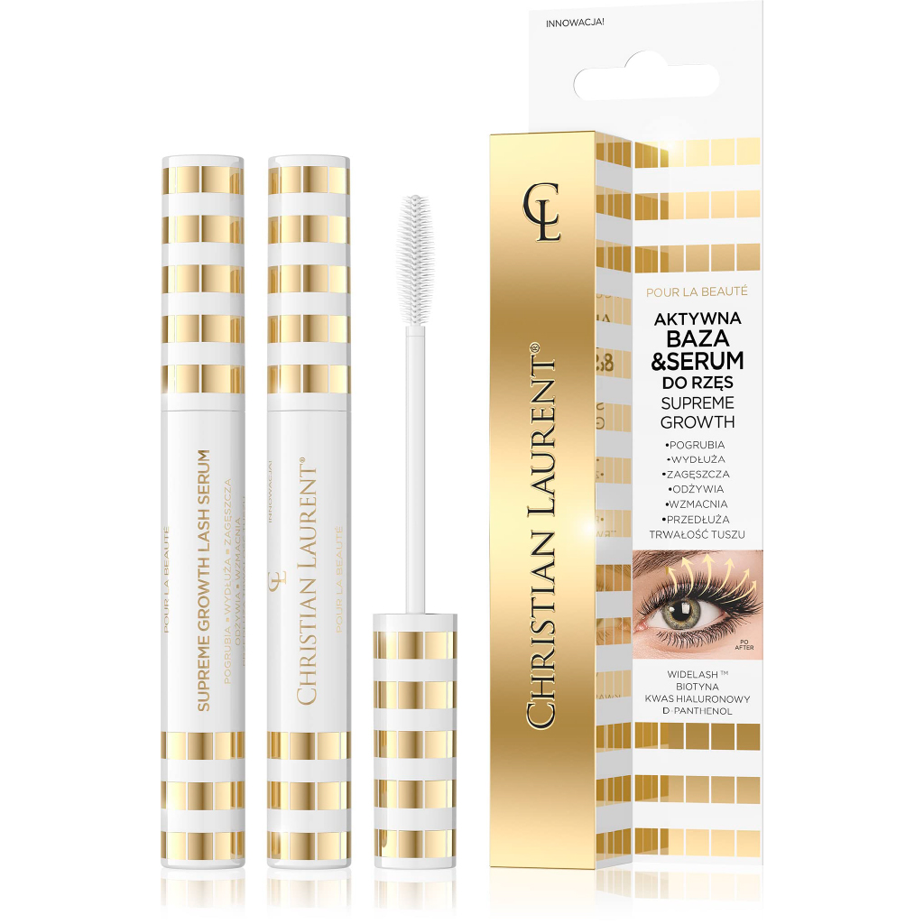 Christian Laurent, Eyelash Base & Serum Supreme Growth, Strengthens and lengthens lashes, 10 ml