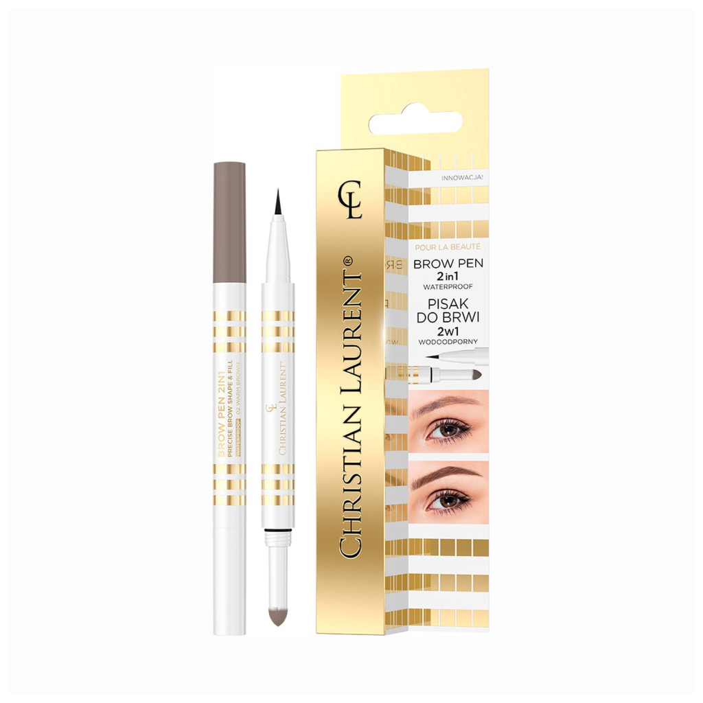 Christian Laurent, Eyebrow Pencil 2-in-1 Warm Brown, Dual-ended brow pencil and brush