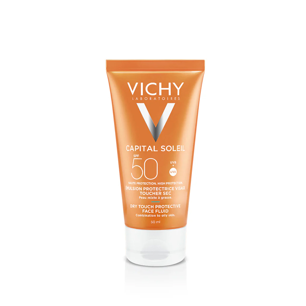 Vichy, Capital Soleil Dry Touch Emulsion SPF 50, Non-greasy sunscreen for men, promo pack