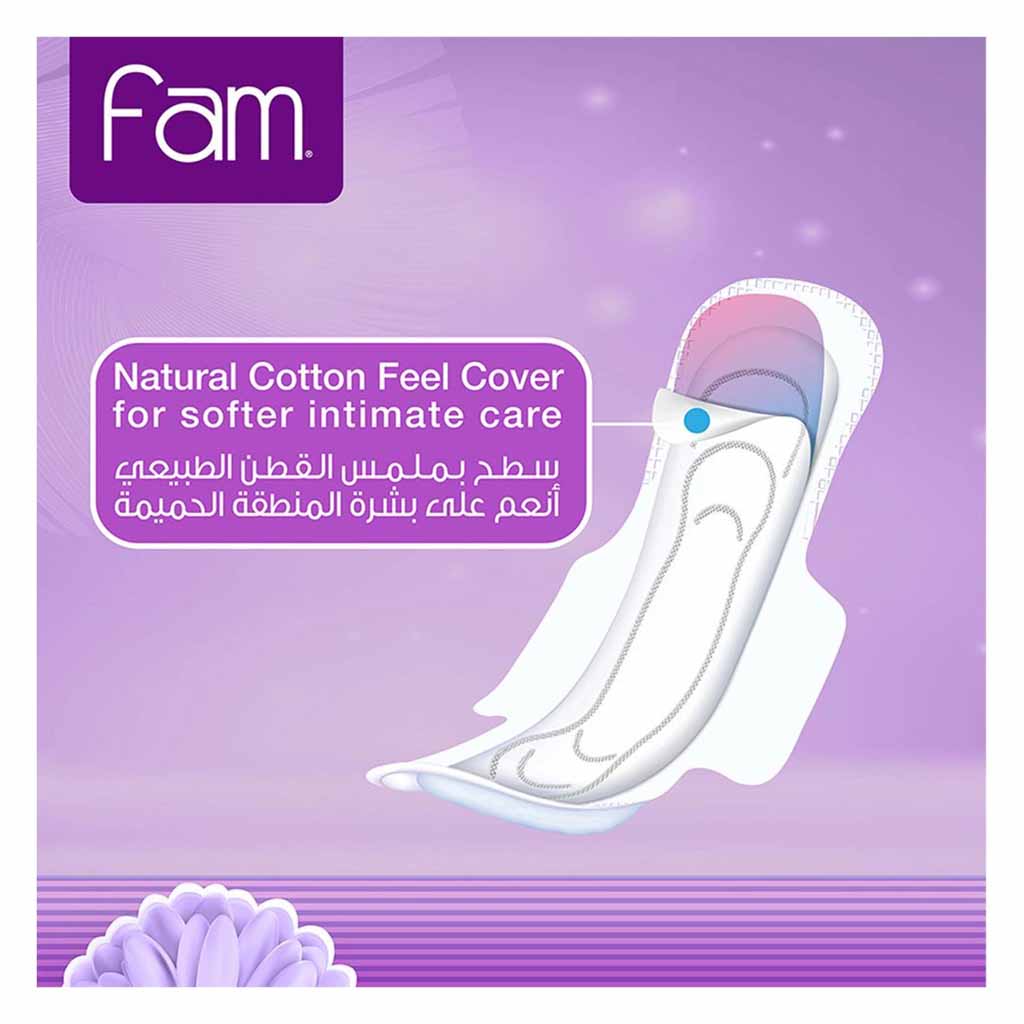 Fam Extra Thin Night Feminine Pads With Wings 14 Count x Pack of 9