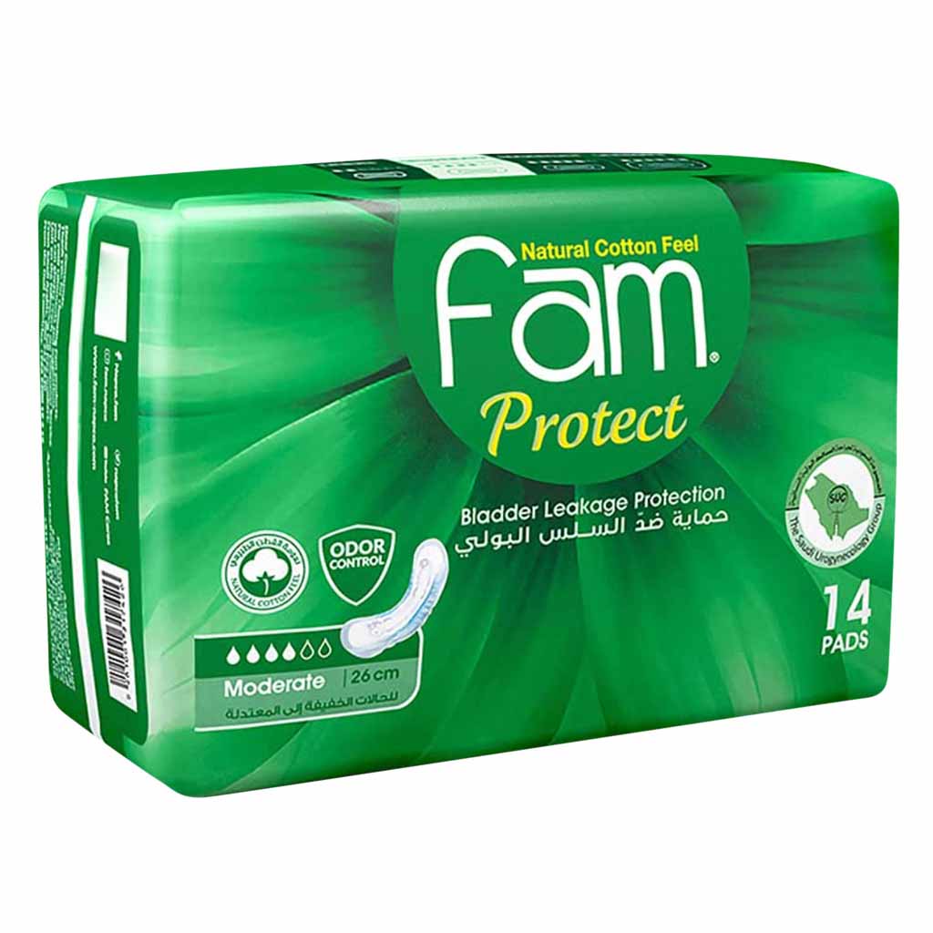 Fam Protect Incontinence Moderate Sanitary Pads 14 Count x Pack of 9