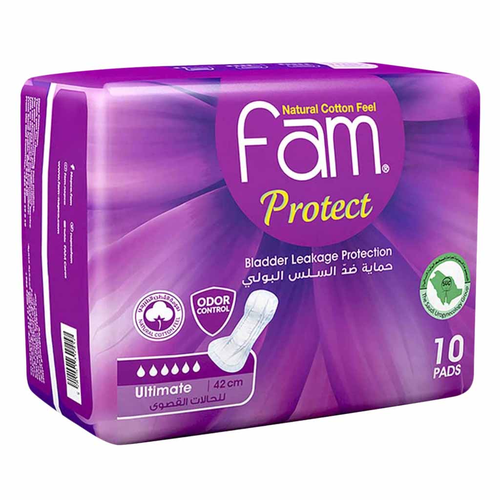 Fam Protect Incontinence Ultimate Sanitary Pads 10 Count x Pack of 9