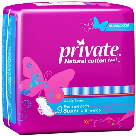 Private, Maxi Pocket Super, Extra absorbent pocket sanitary pads, 12 pcs