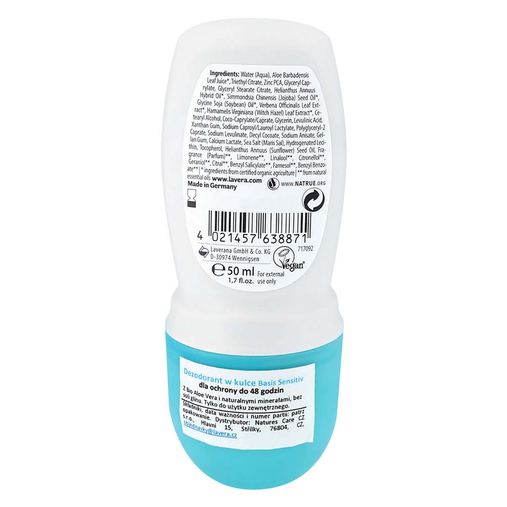 Lavera, Men Sensitive Deodorant Roll On, Gentle deodorant for sensitive skin protection