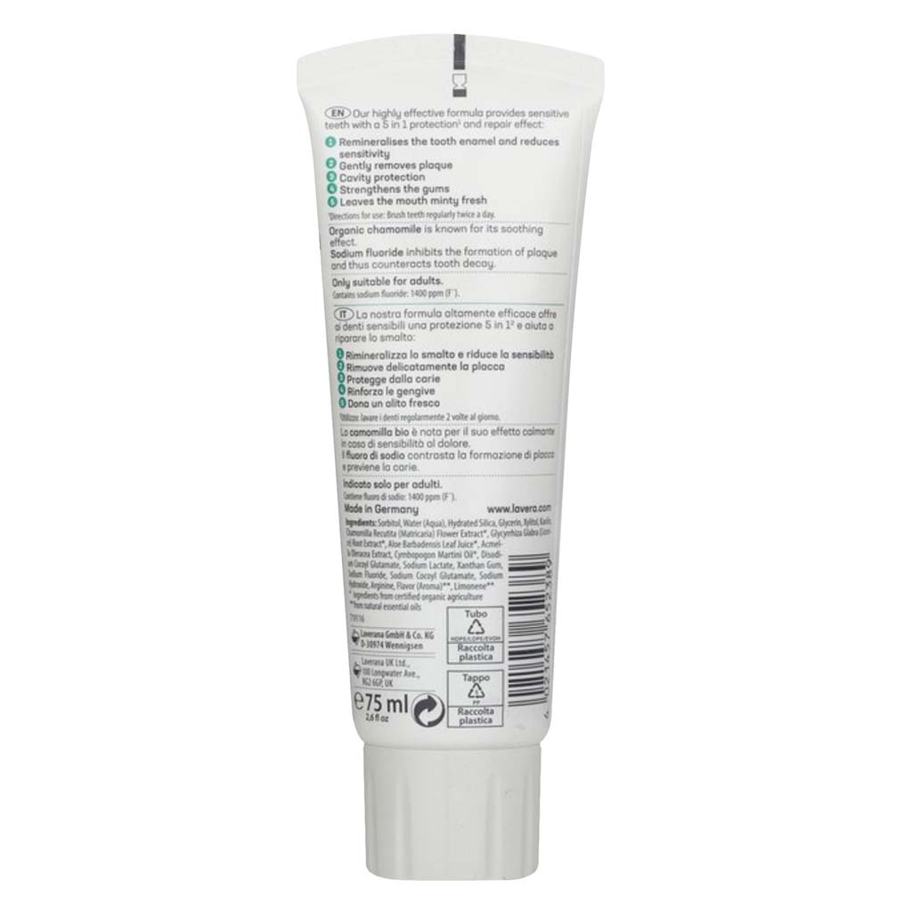 Lavera, Sensitive and Repair Toothpaste, Gentle toothpaste for sensitive and damaged teeth