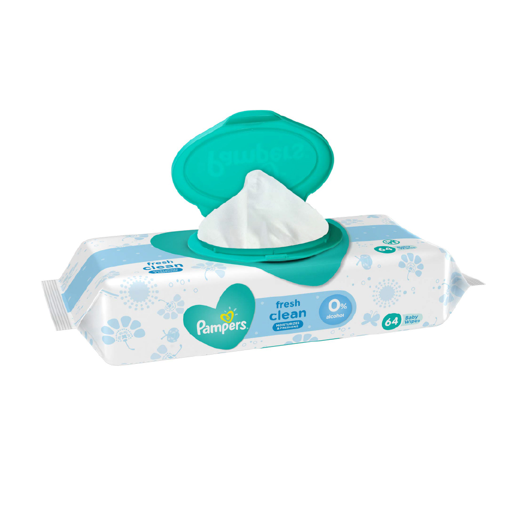 Pampers, Wipes fresh, Gentle cleansing baby wipes with fresh scent, 64 pcs