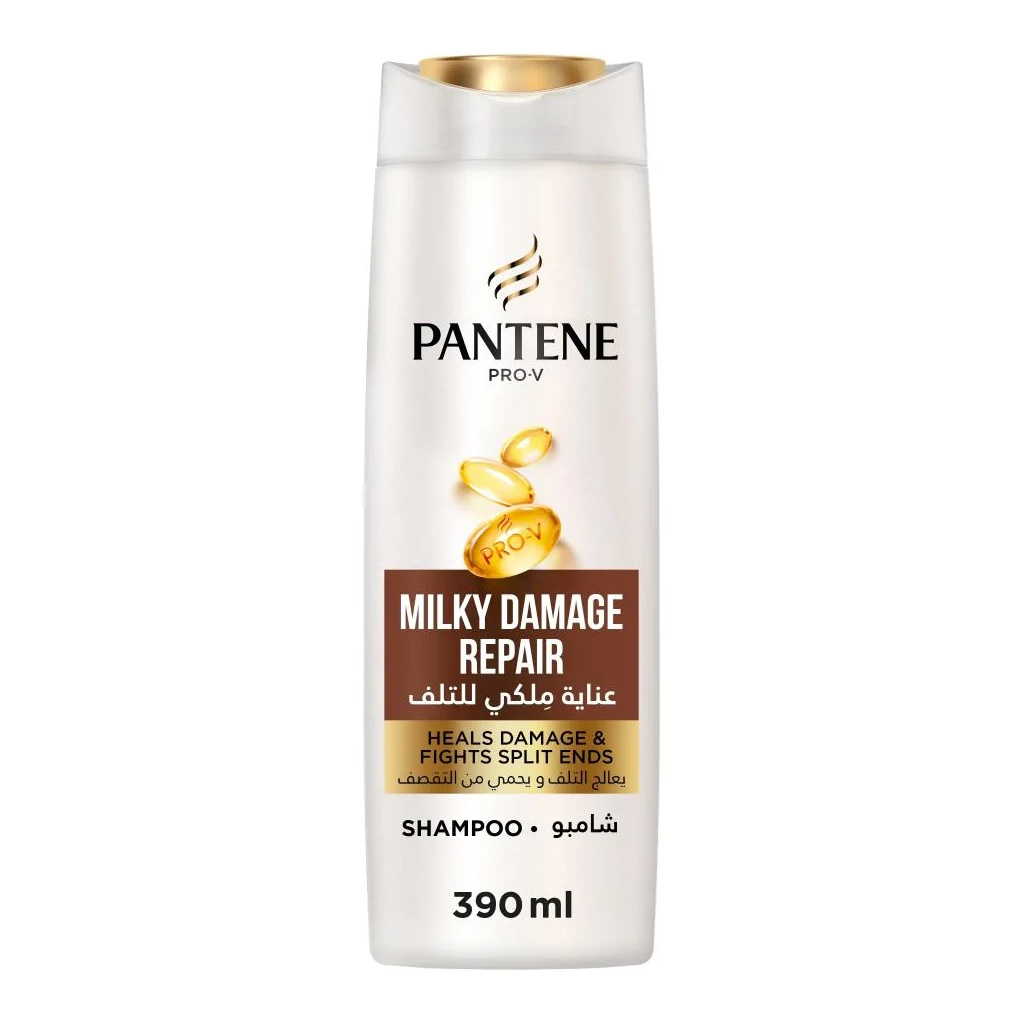 Pantene, Milk Damage Repair Shampoo, Nourishing shampoo for damaged hair repair, 390ml