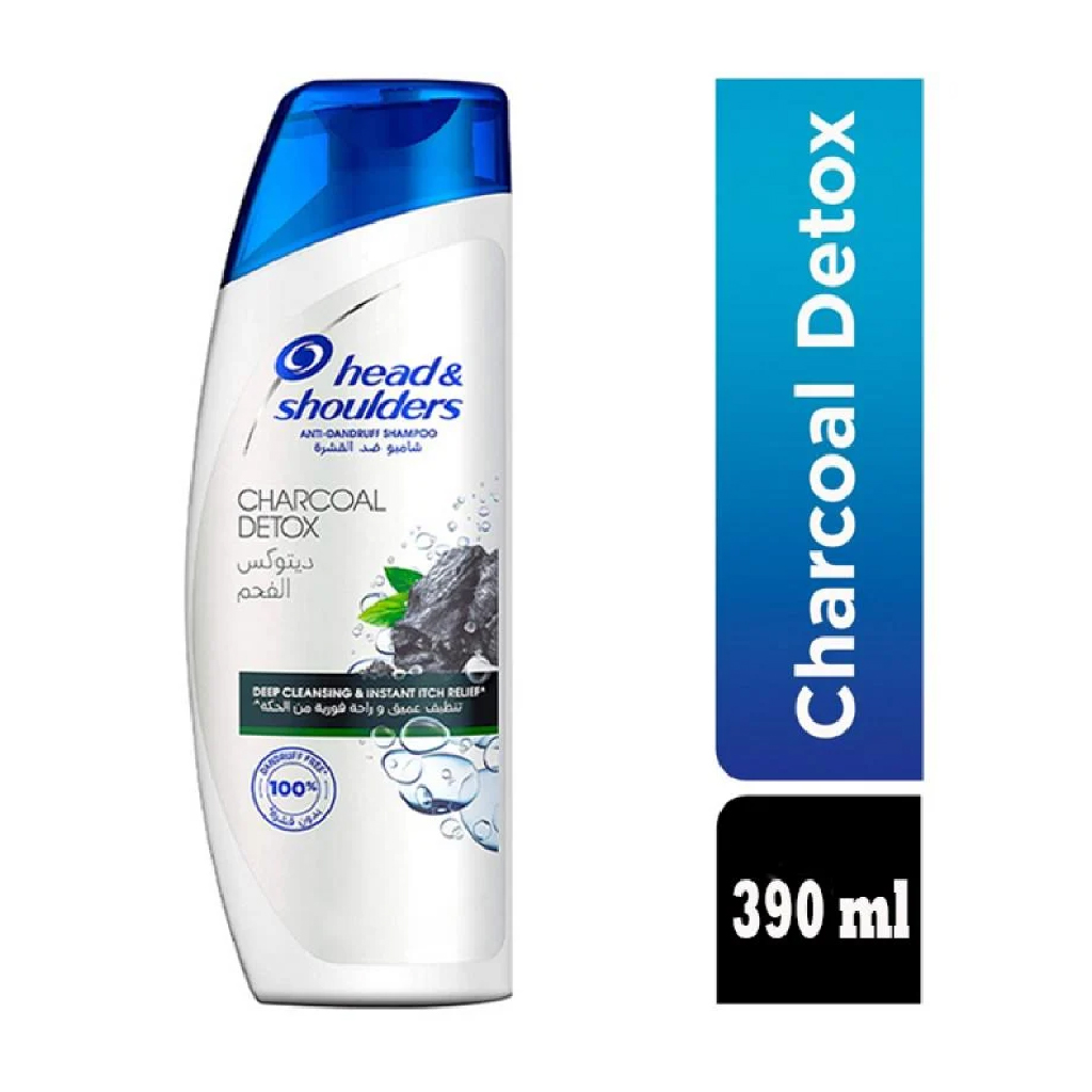Head & Shoulders, Charcoal Detox Shampoo, Deep cleansing shampoo with charcoal detox formula, 390ml