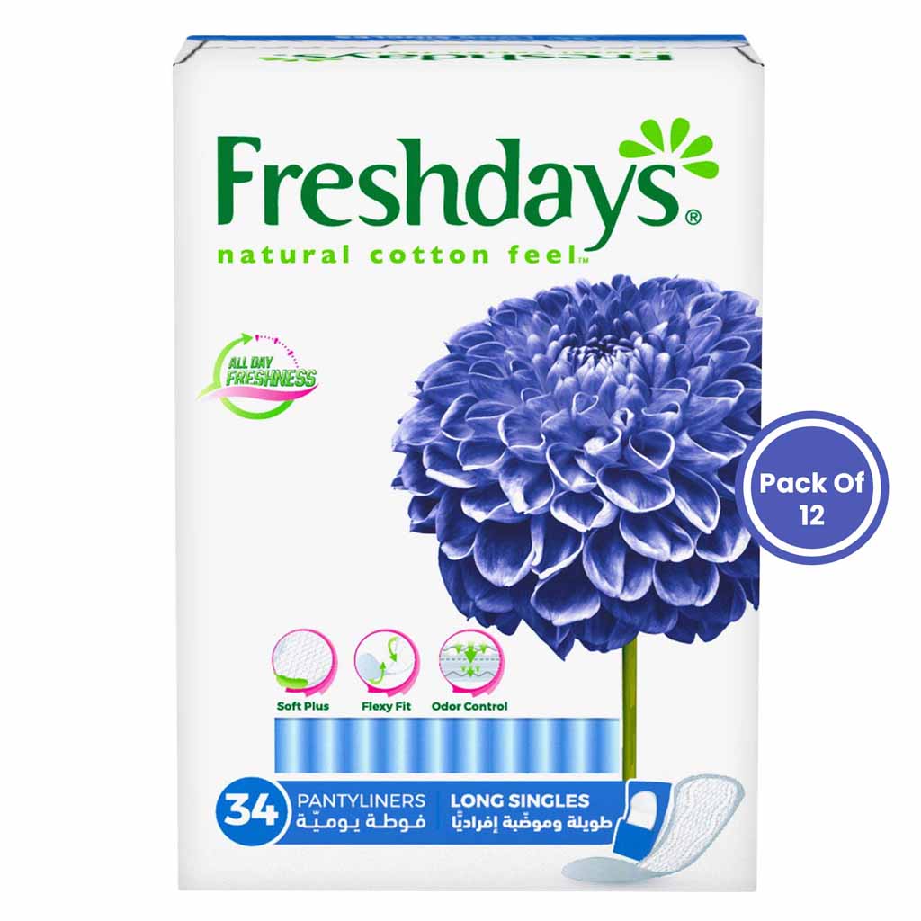Freshdays Daily Liners Single Long Pantyliners 34 Pieces