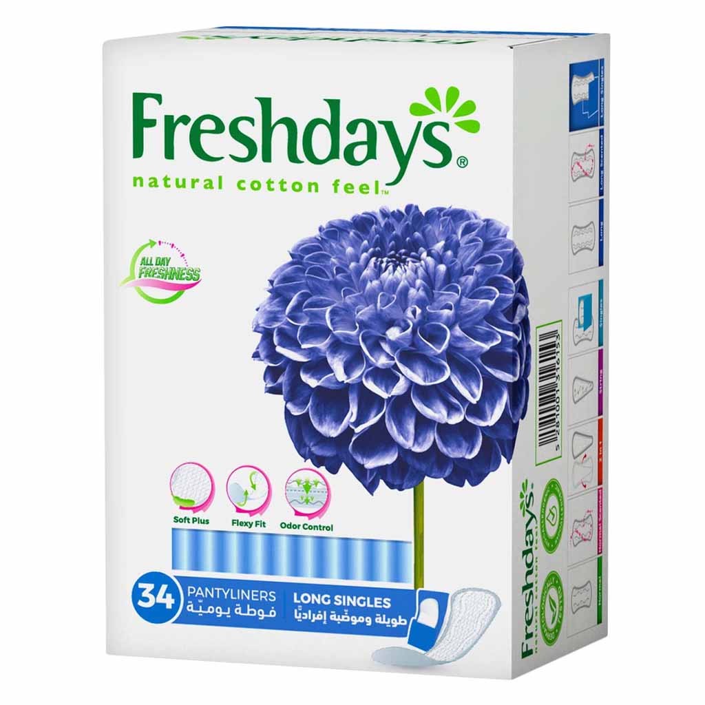 Freshdays Daily Liners Single Long Pantyliners 34 Pieces