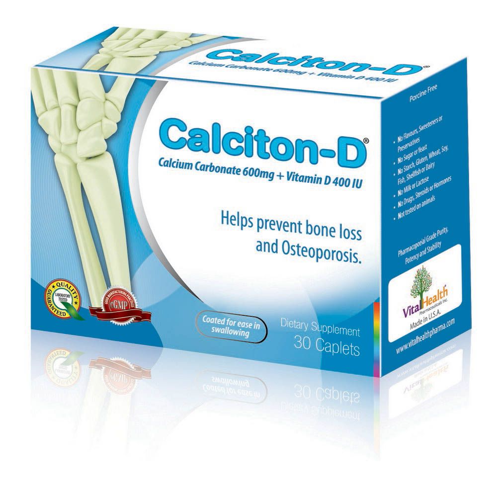 Vital Health Calciton-D Calcium & Vitamin D Supplement Caplets, Pack of 30's