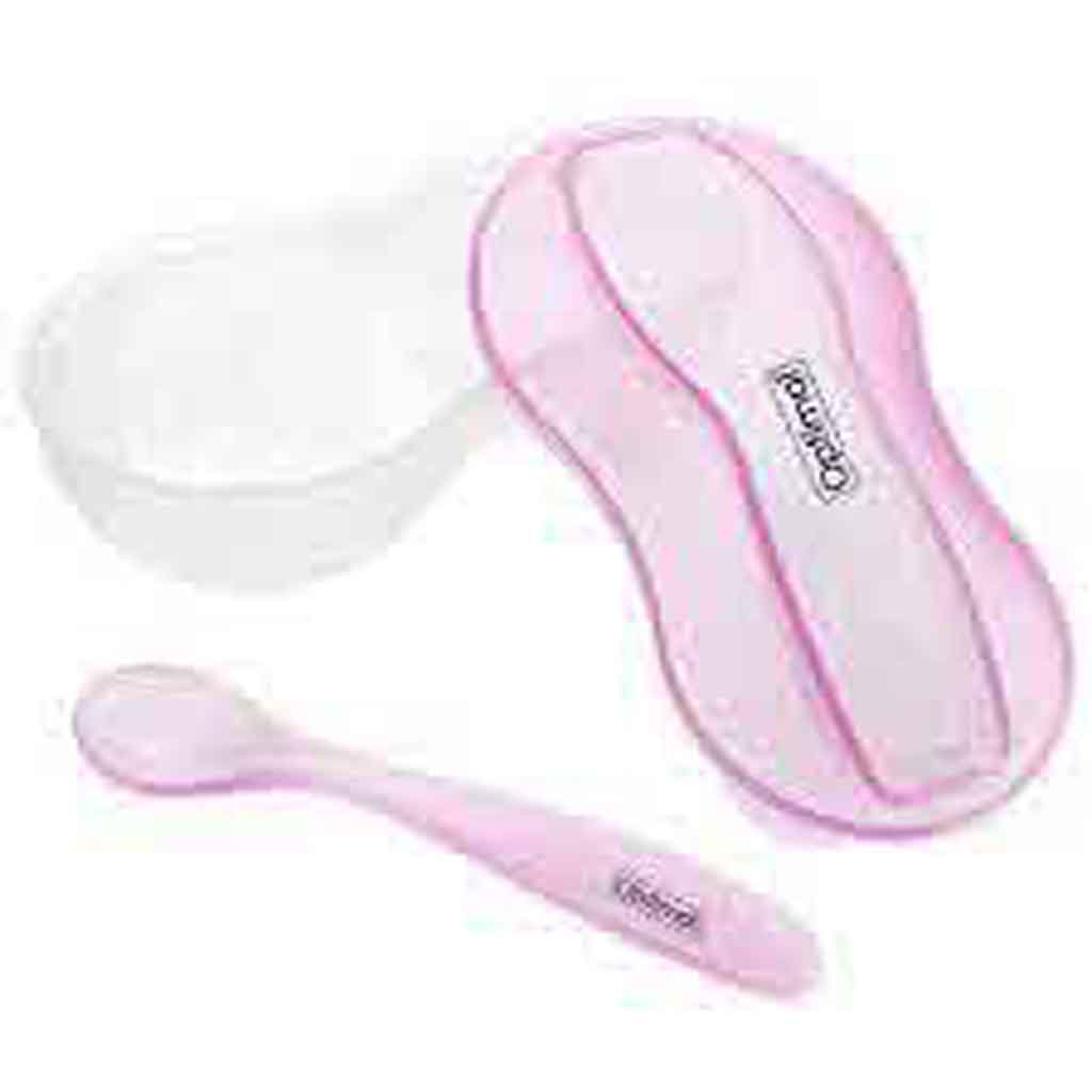Optimal, Grinding Feeding Bowl with Spoon Pink, Baby feeding bowl with spoon for 4 months plus