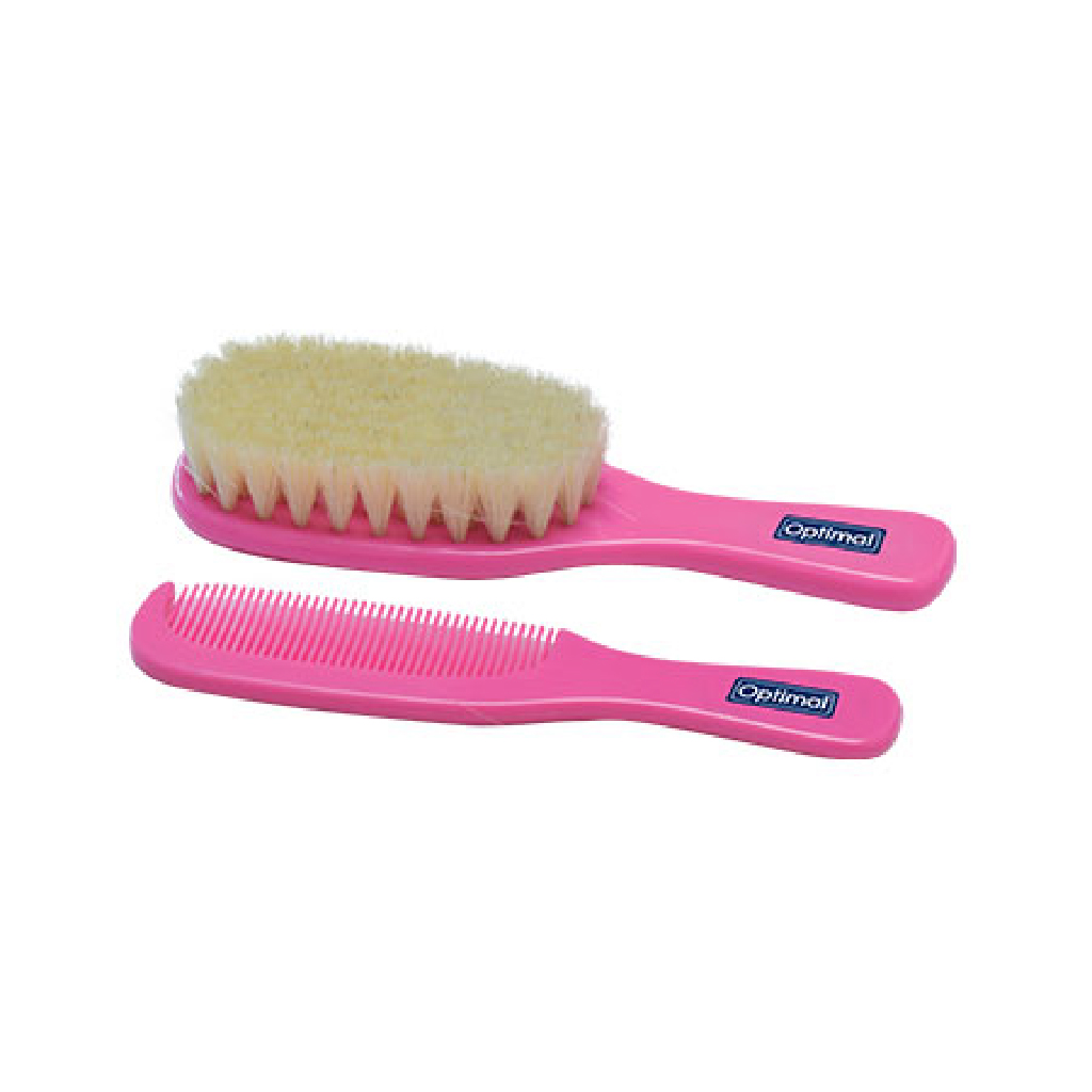 Optimal, Brush and Comb Set Pink, Durable hair care set with ergonomic design