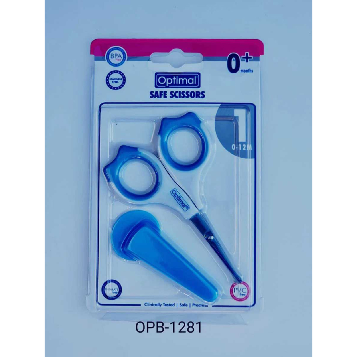 Optimal, Safe Nail Scissor Blue OPB-1281, Precision nail scissors with safe rounded tips