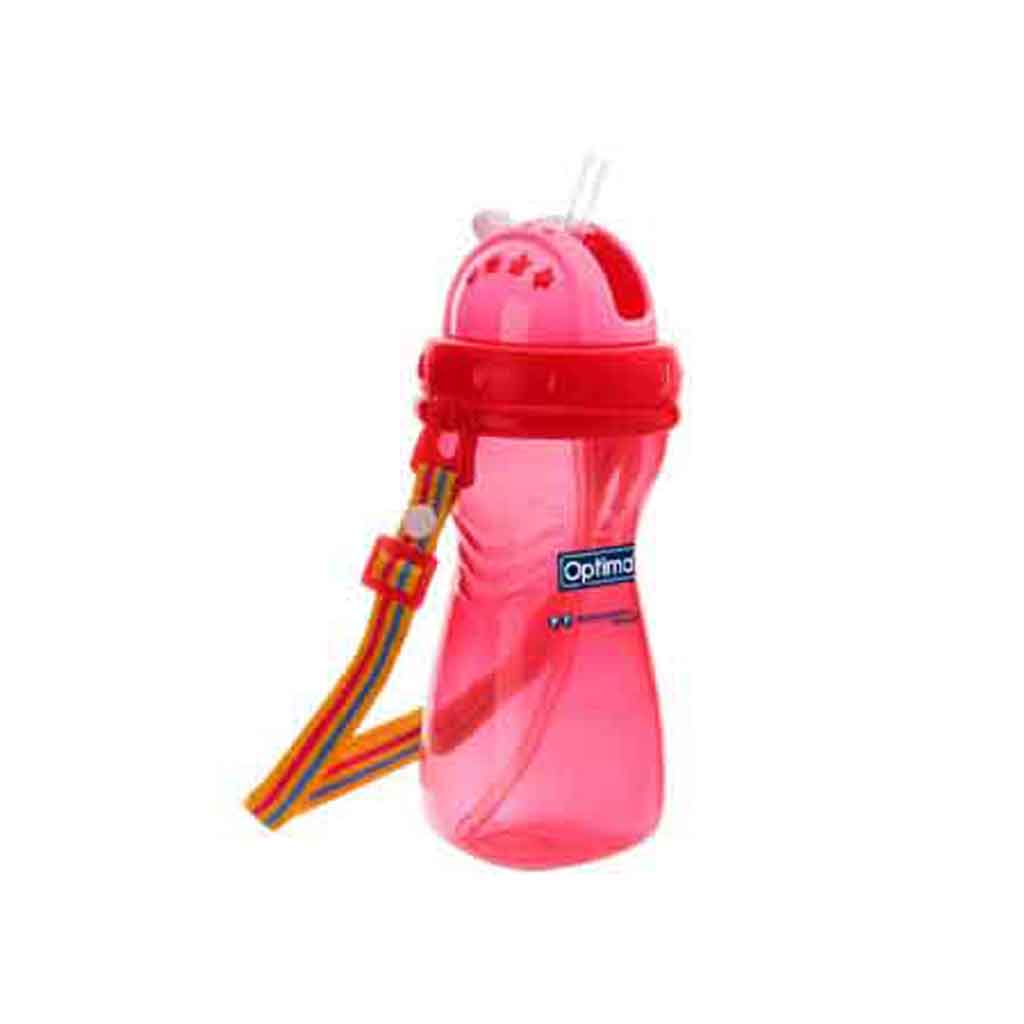 Optimal, Silicone Straw Bottle, Spill-proof bottle with soft silicone straw, pink