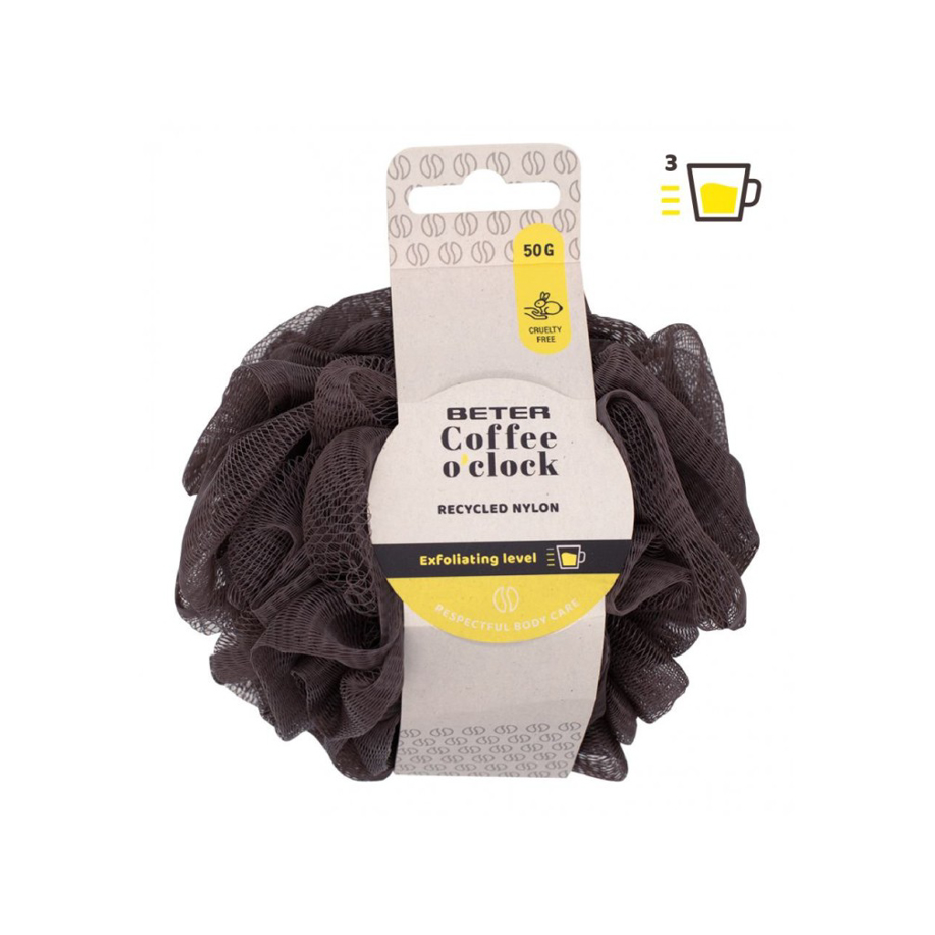 Beter, Coffee O'Clock Net Sponge Peeling, Exfoliating sponge for gentle skin peeling