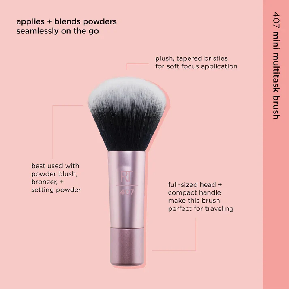 Rt, Mini Multi-Task Brush, Compact versatile makeup brush
