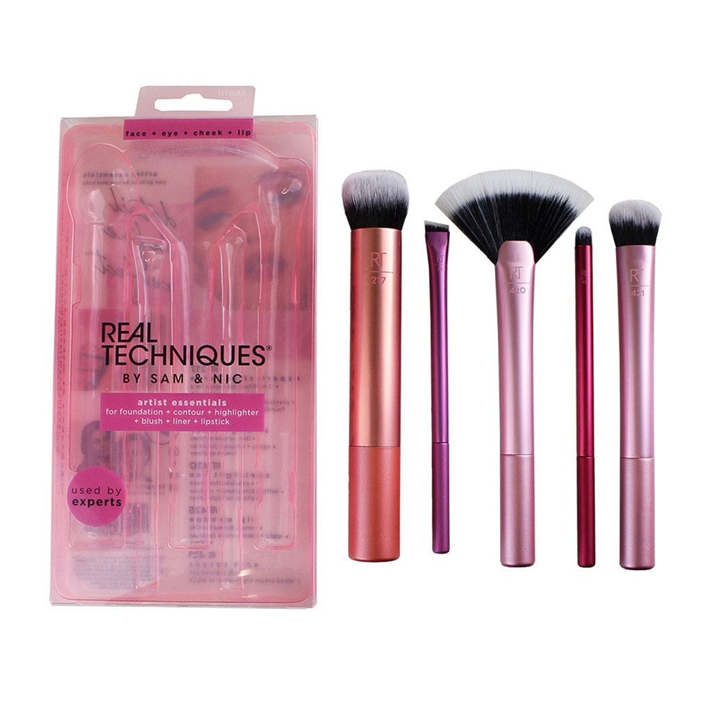 Real Techniques, Artist Essentials Brush Set, Essential brushes for face and eye makeup application