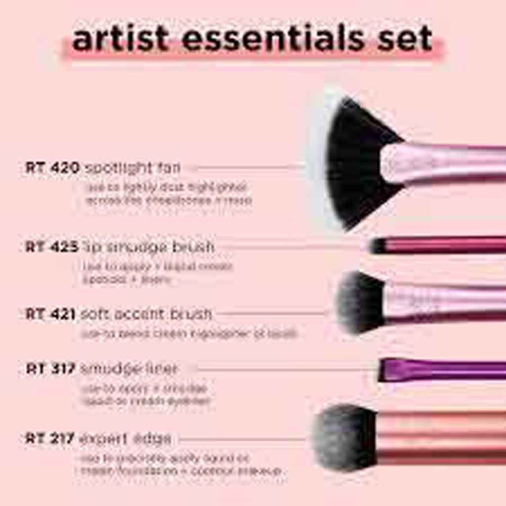 Real Techniques, Artist Essentials Brush Set, Essential brushes for face and eye makeup application