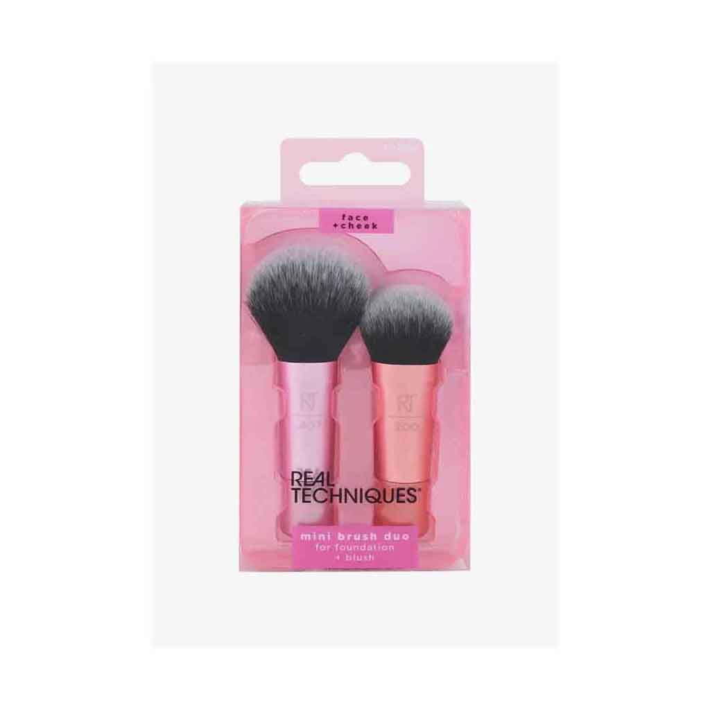 Rt, Mini Brush Duo, Compact dual-ended makeup brush for on-the-go use