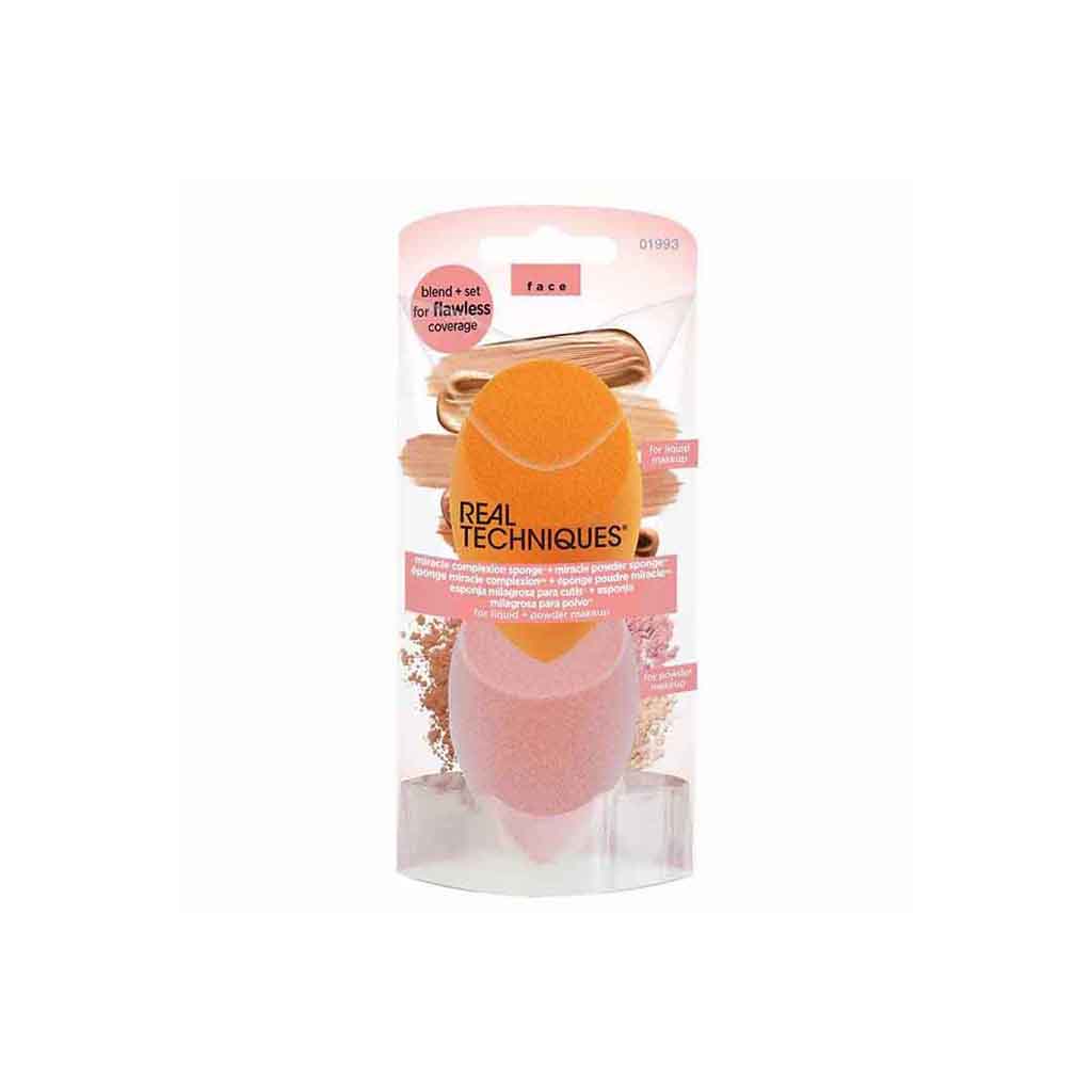 Real Techniques, Miracle Powder Sponge, Dual-ended sponge for flawless powder application, pack of 2