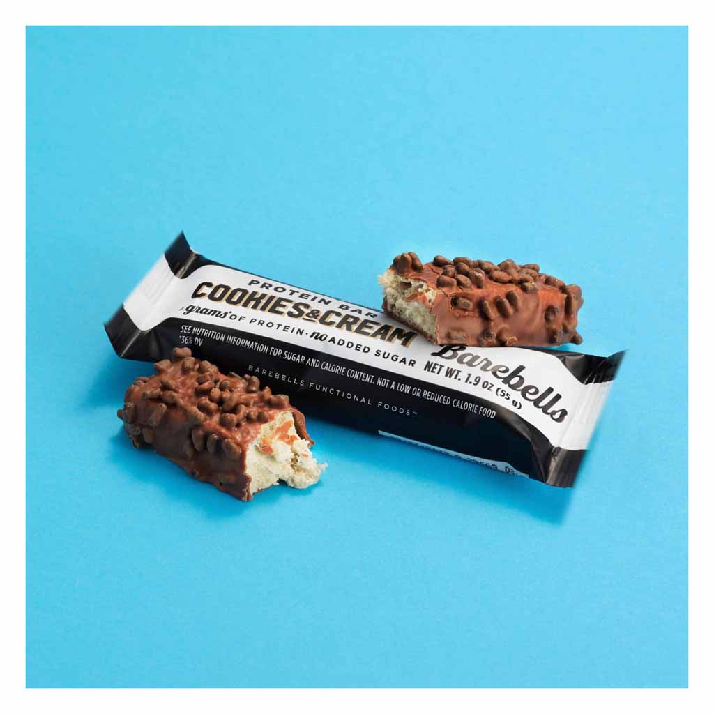 Barebells, Protein bar cookies & cream, Delicious high-protein snack with cookies and cream taste, 55g
