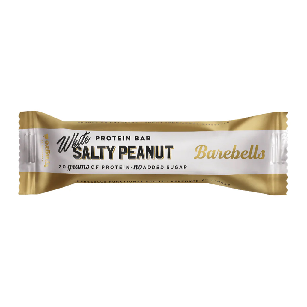 Barebells, Protein Bar White Salty Peanut, High protein snack bar with white chocolate and peanuts, 55 g
