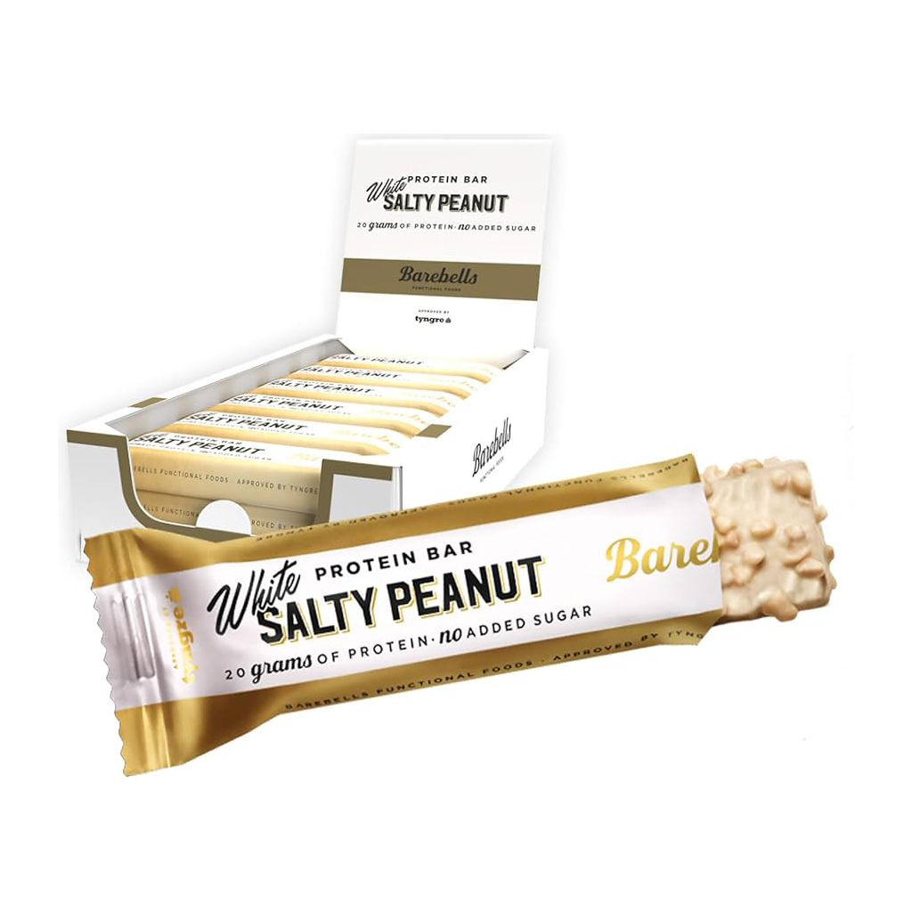 Barebells, Protein Bar White Salty Peanut, High protein snack bar with white chocolate and peanuts, 55 g