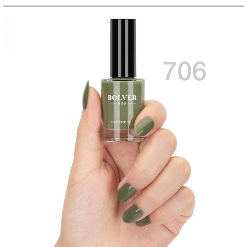 Bolver Nail Polish Kiwi, Vibrant Green Nail Lacquer, 706