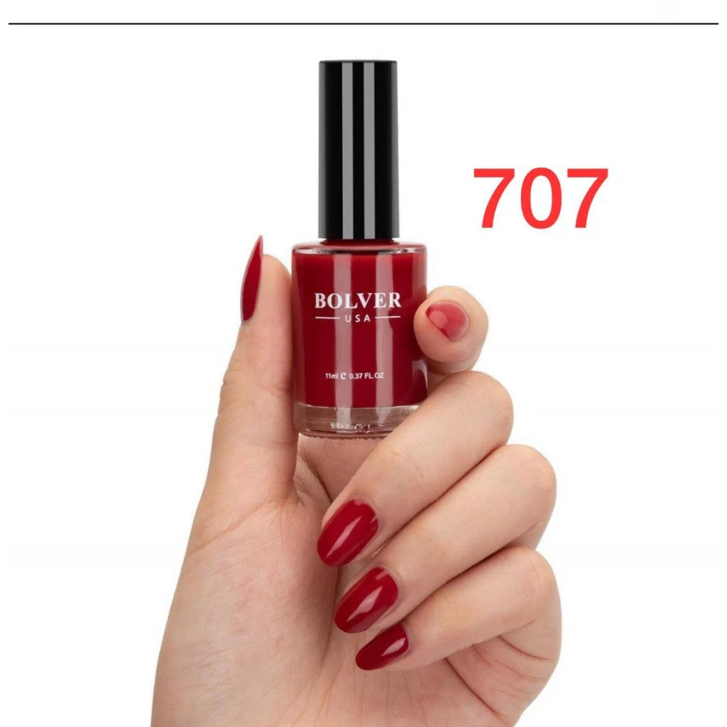 Polver, Nail Polish Scarlet, Vibrant Red Nail Color, Shade 707