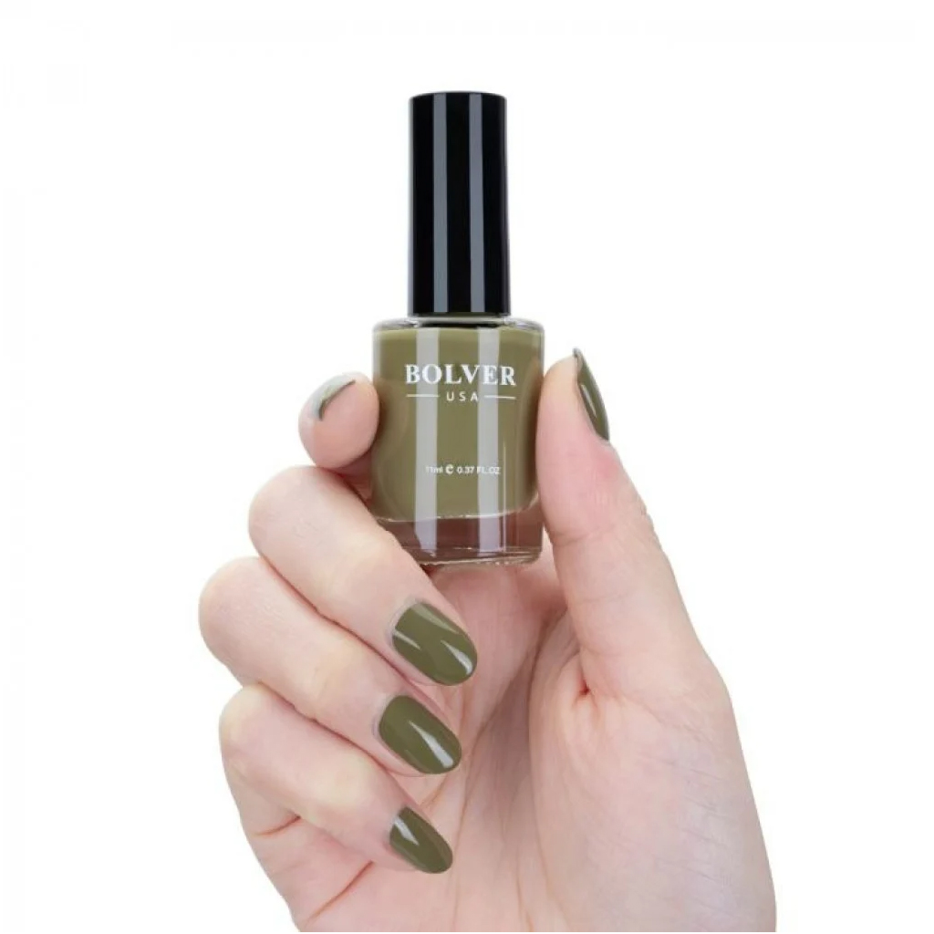 Polver Nail Polish Olive, Earthy Olive Green Nail Polish, 745
