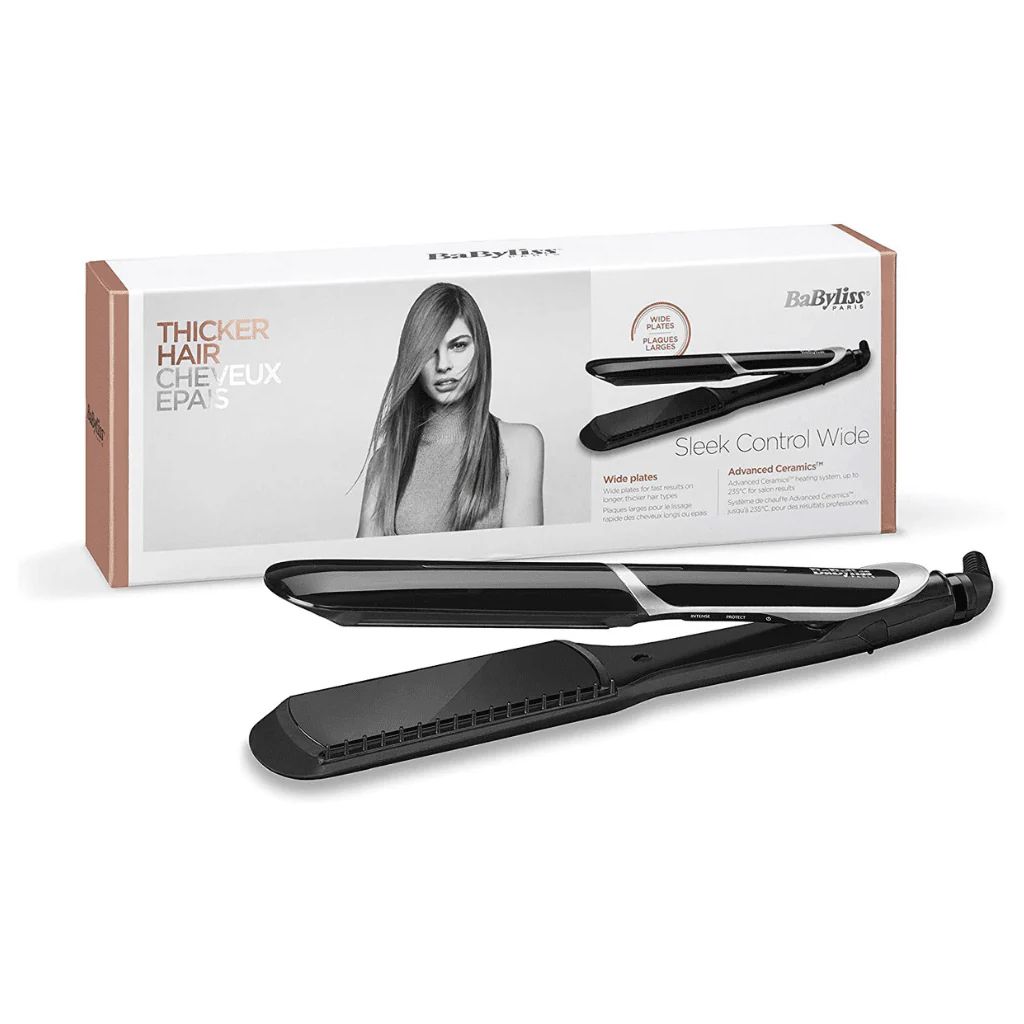 Babyliss, Sleek Control Wide Straightener, Professional wide plate hair straightener for smooth styling
