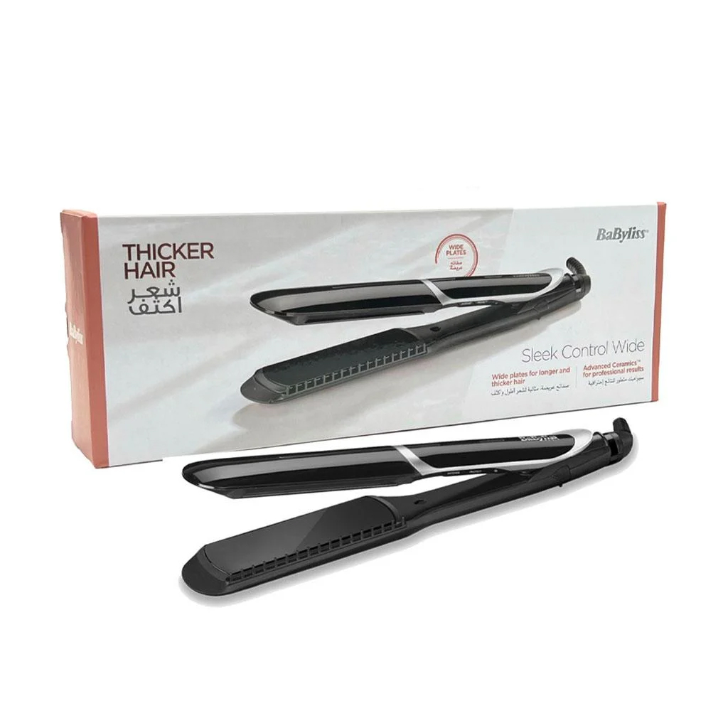 Babyliss, Sleek Control Wide Straightener, Professional wide plate hair straightener for smooth styling