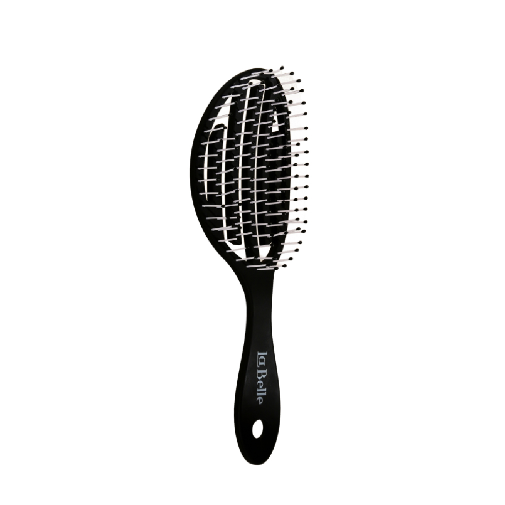 La Belle, Black Flex Brush, Flexible Vented Detangler for Faster Drying, Brush