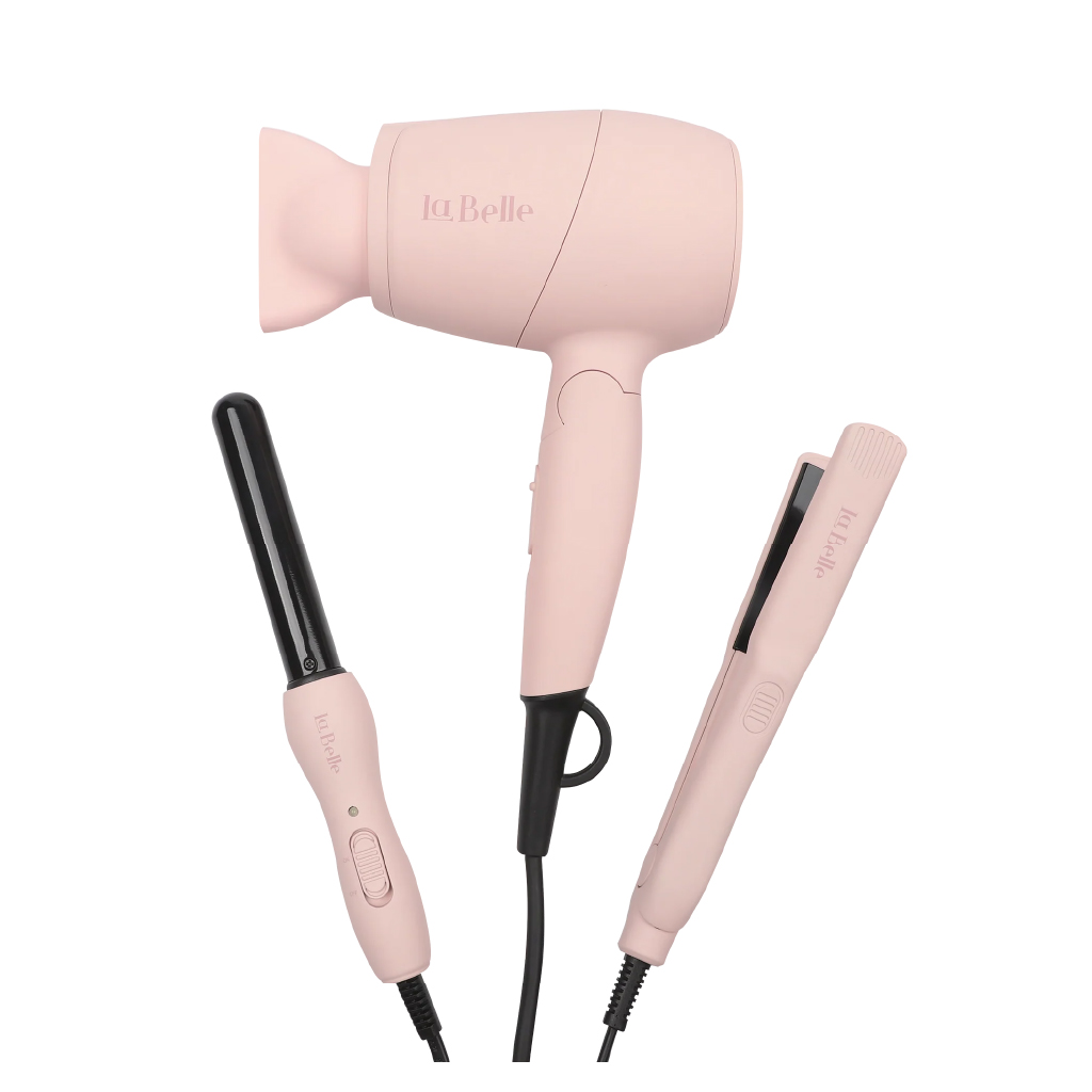 La Belle, Mini Pink Hair Straightener, Travel Size Compact Styling Tool, Pink