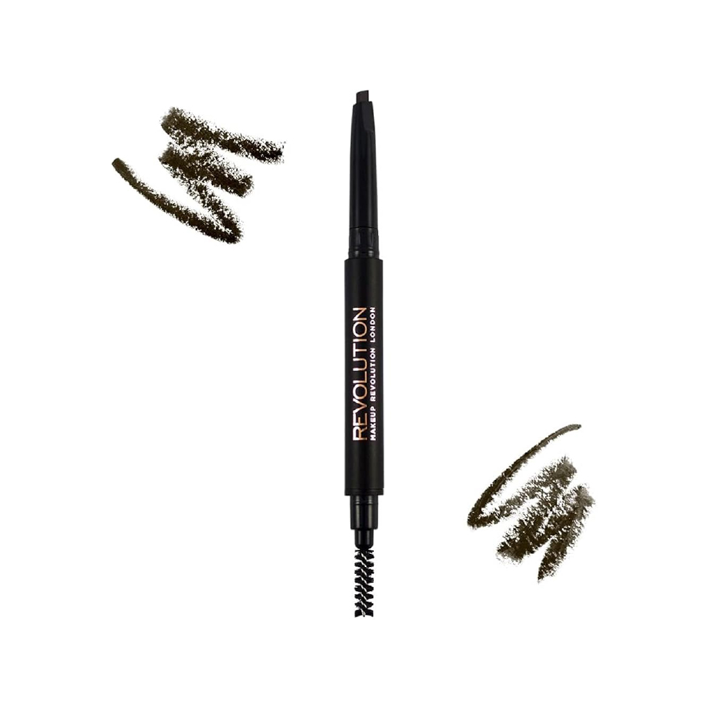 Makeup Revolution, Duo Brow Pencil Dark Brown, Dual-ended brow pencil for natural definition