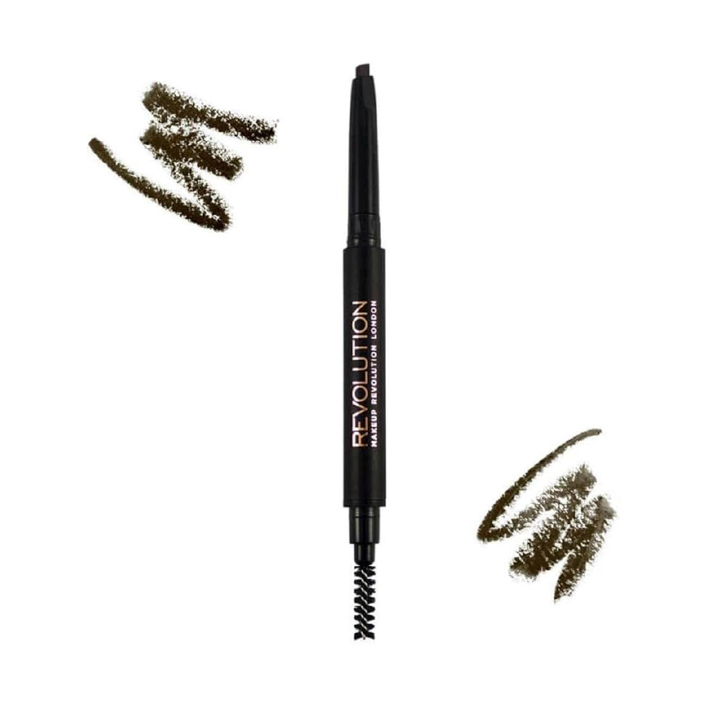 Makeup Revolution, Duo Brow Pencil Medium Brown, Dual-ended brow pencil for shaping and filling