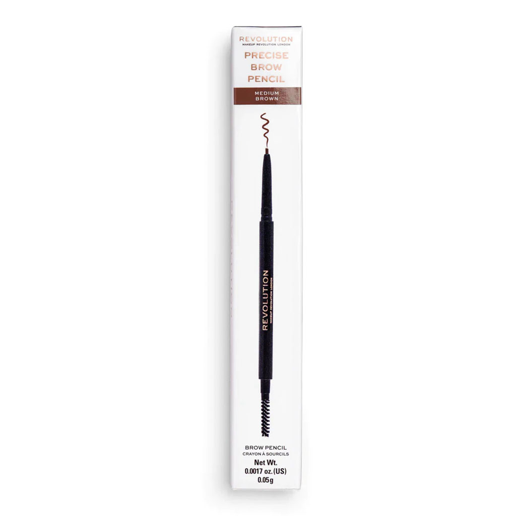Makeup Revolution, Precise Brow Pencil Medium Brown, Fine tip eyebrow pencil for natural definition
