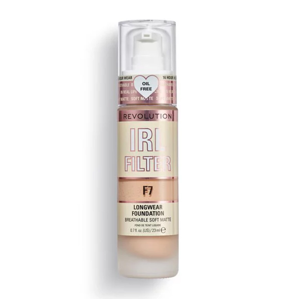 Makeup Revolution, IRL Filter Longwear Foundation F7, Lightweight foundation with natural finish