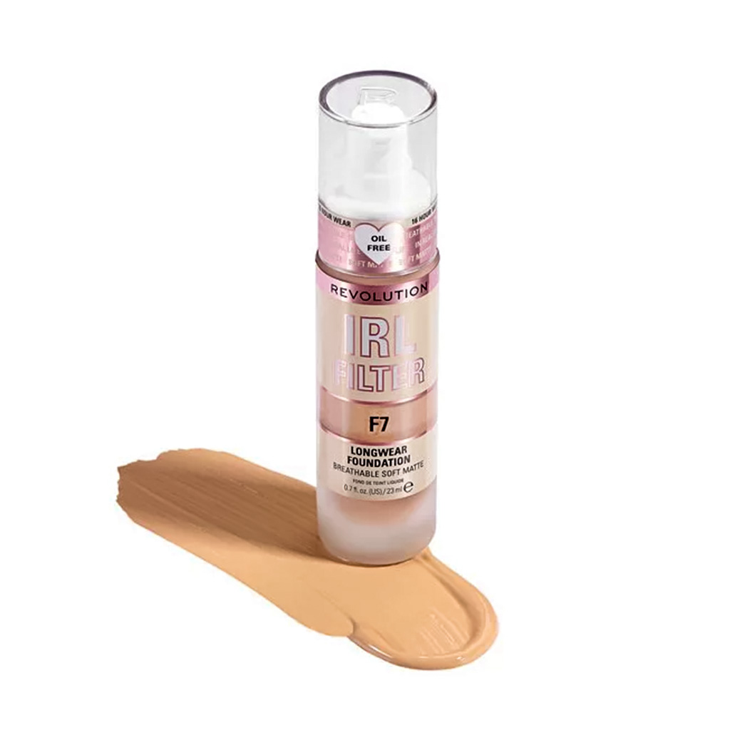 Makeup Revolution, IRL Filter Longwear Foundation F7, Lightweight foundation with natural finish
