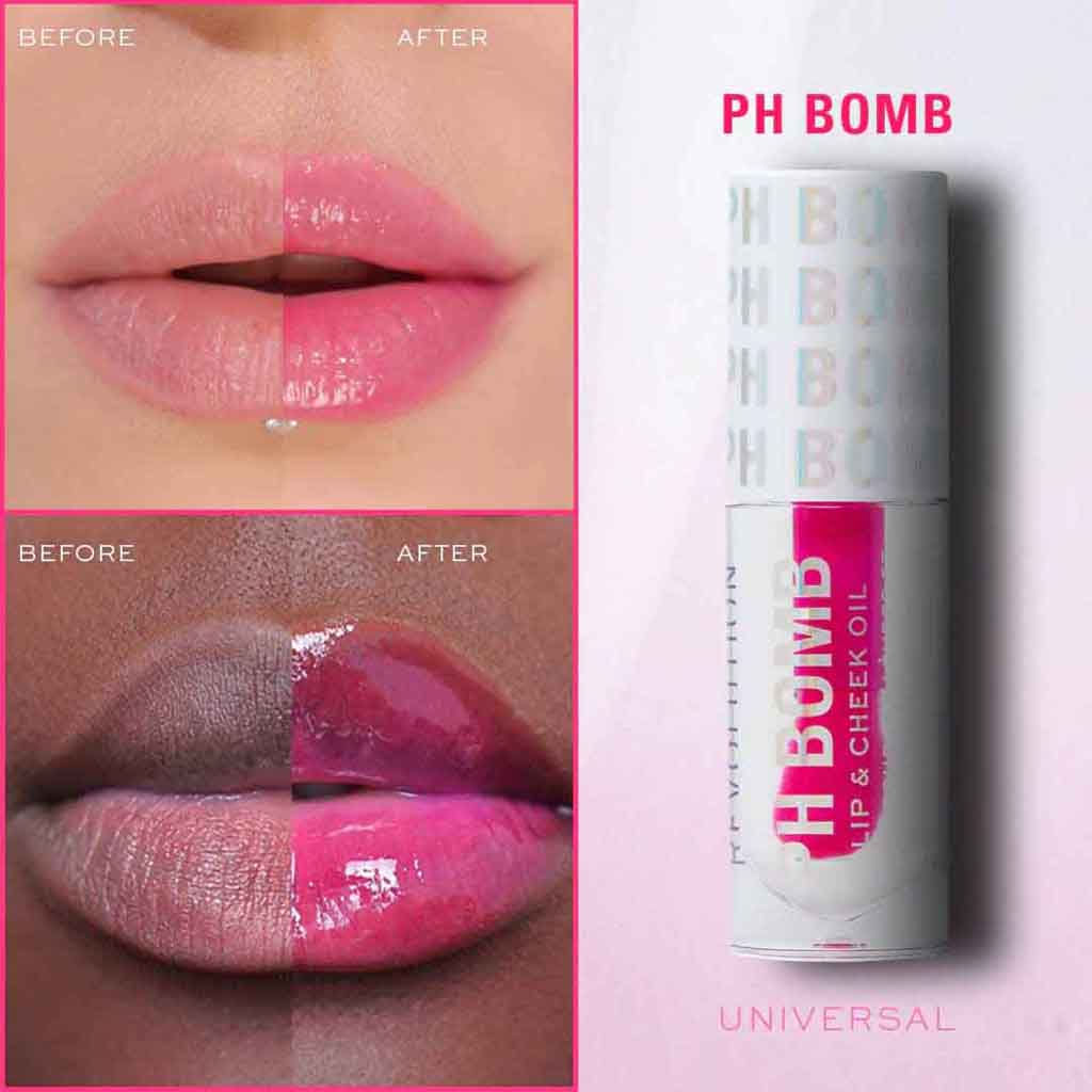 Makeup Revolution, PH Bomb Lip & Cheek Oil, Hydrating and tinting universal oil for lips and cheeks