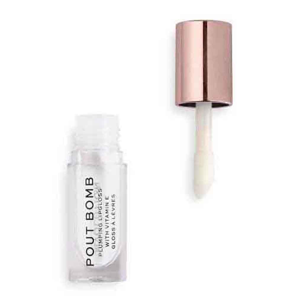 Makeup Revolution, Pout bomb plumping gloss glaze clear, Hydrating clear lip gloss with plumping effect