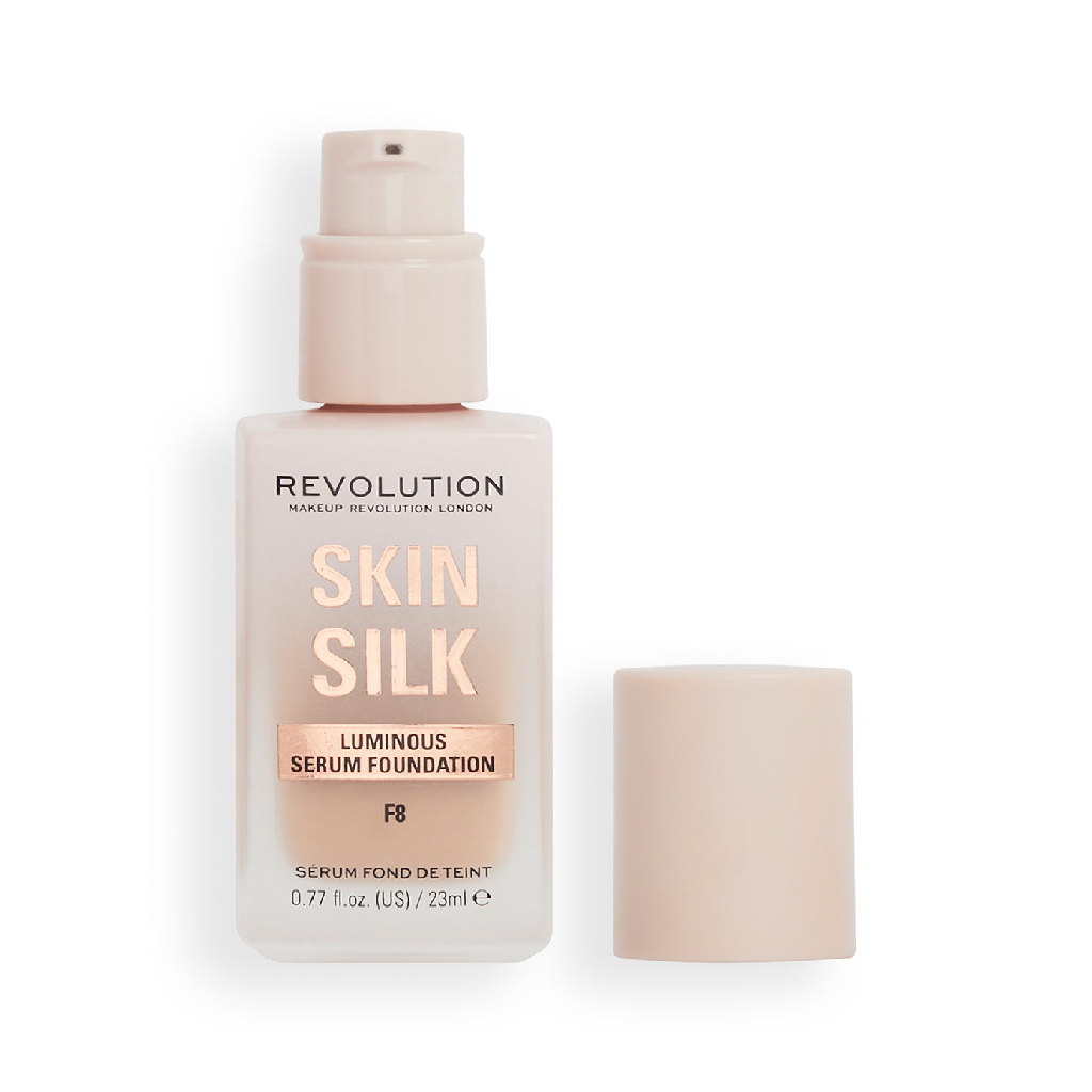 Makeup Revolution, Skin Silk Serum Foundation F8, Medium coverage hydrating foundation with serum