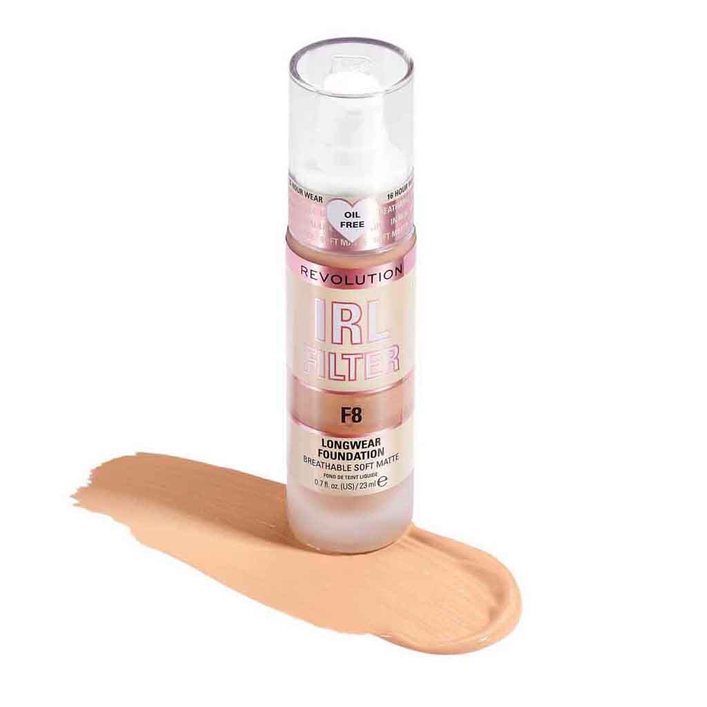 Makeup Revolution, IRL Filter Longwear Foundation F8, Lightweight foundation with natural finish