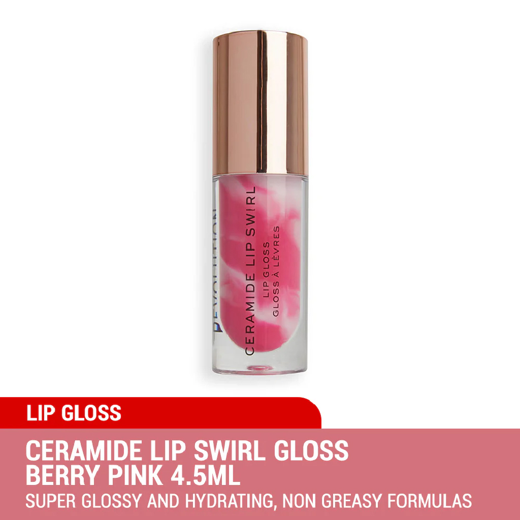 MAKEUP REVOLUTION LIP SWIRL CERAMIDE GLOSS BERRY PINK
