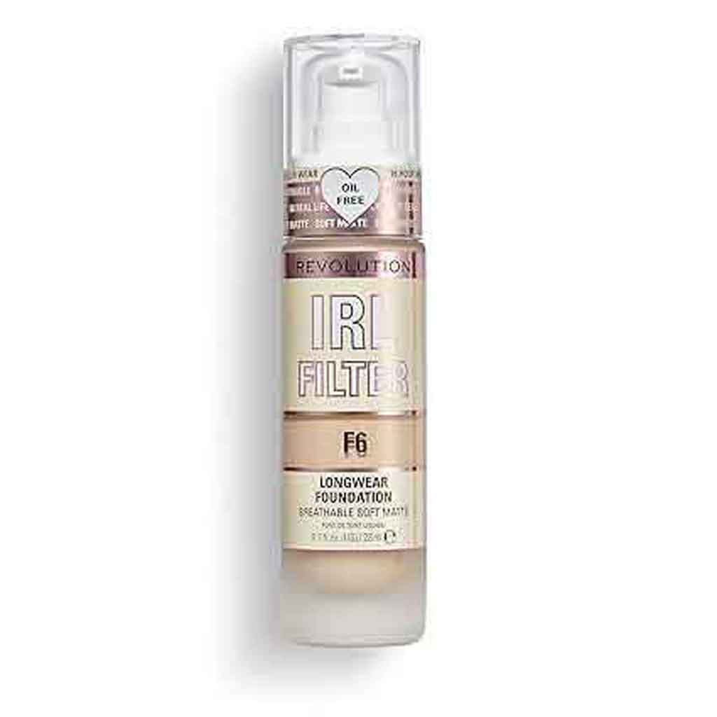 Makeup Revolution, IRL filter longwear foundation F6, Long-lasting foundation with natural finish