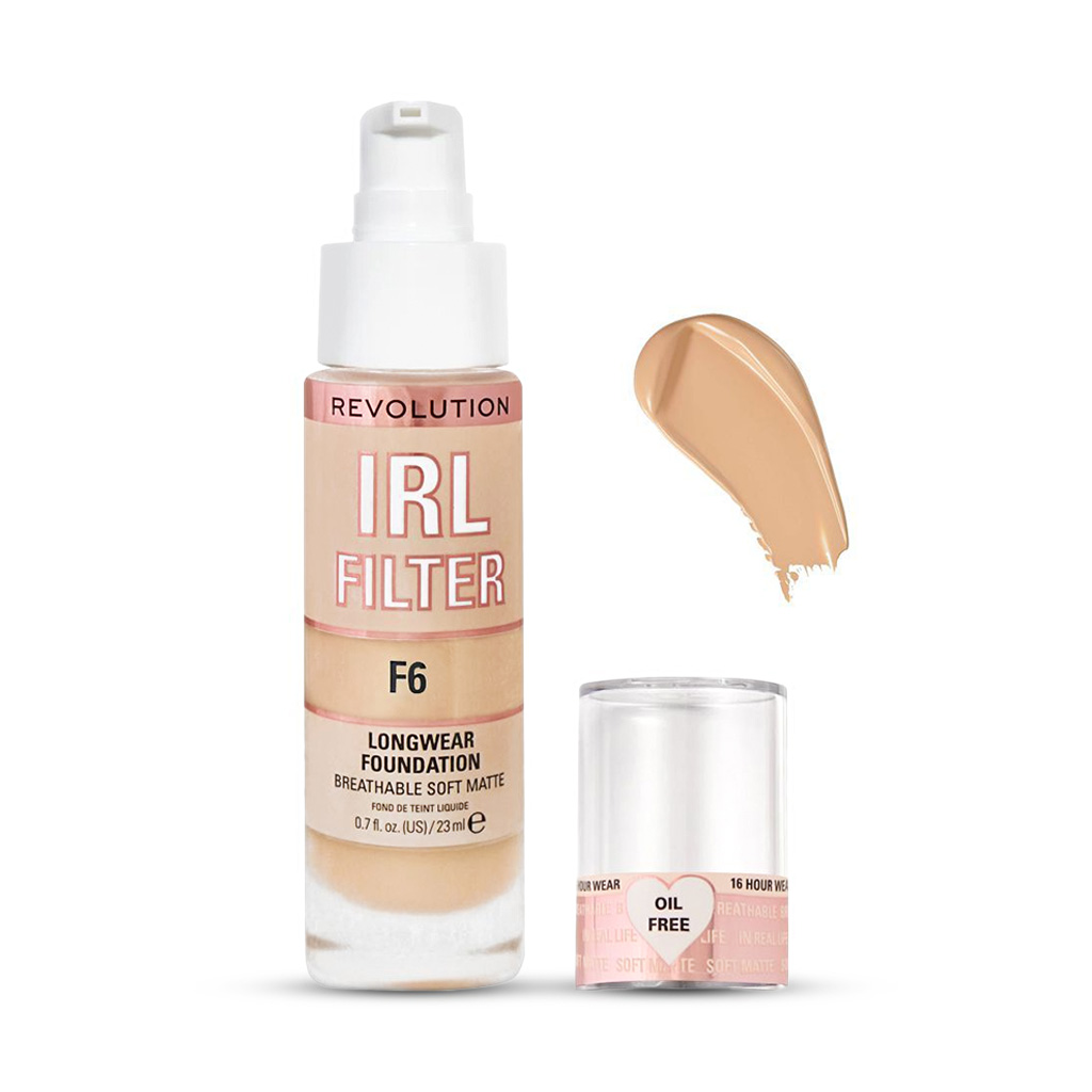 Makeup Revolution, IRL filter longwear foundation F6, Long-lasting foundation with natural finish