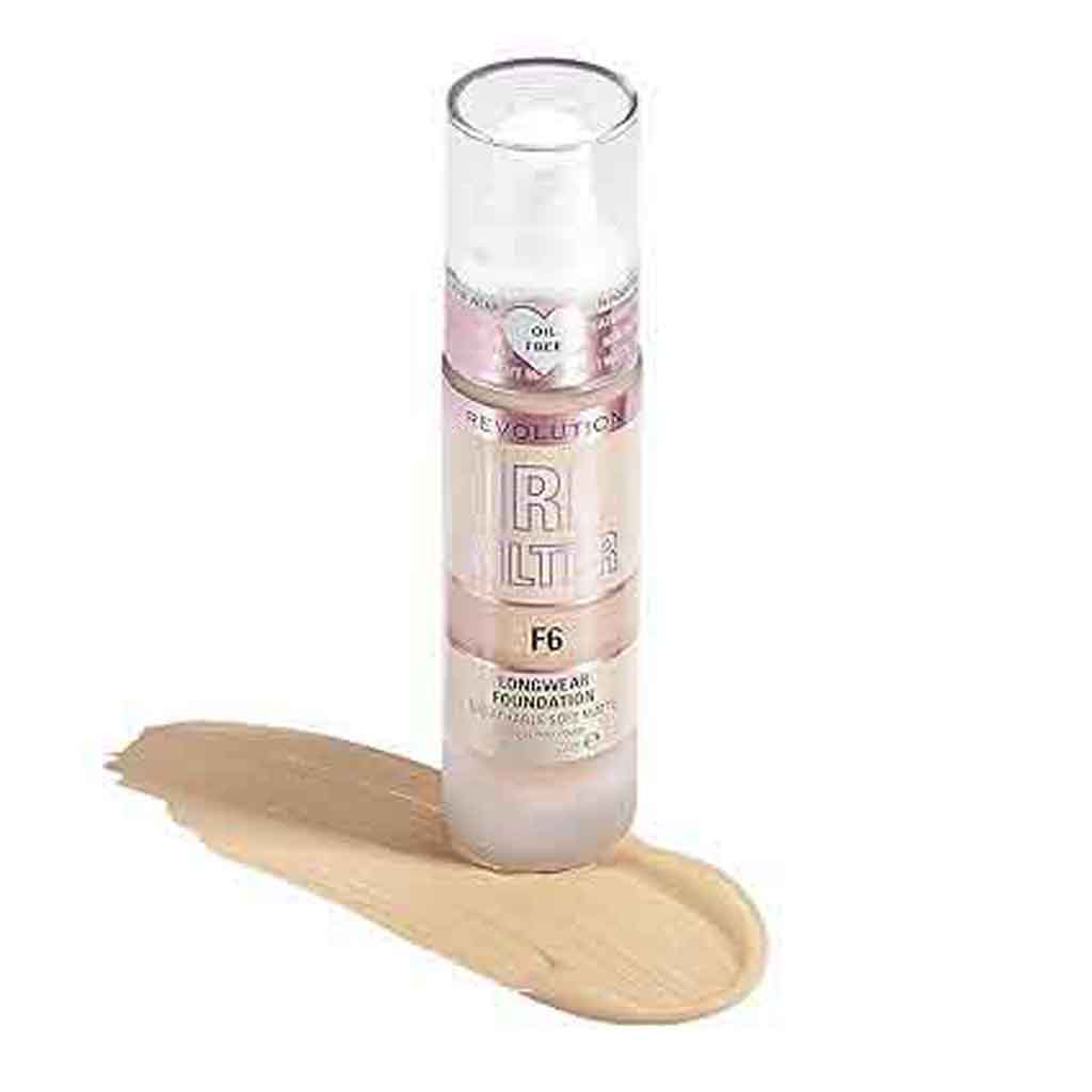 Makeup Revolution, IRL filter longwear foundation F6, Long-lasting foundation with natural finish
